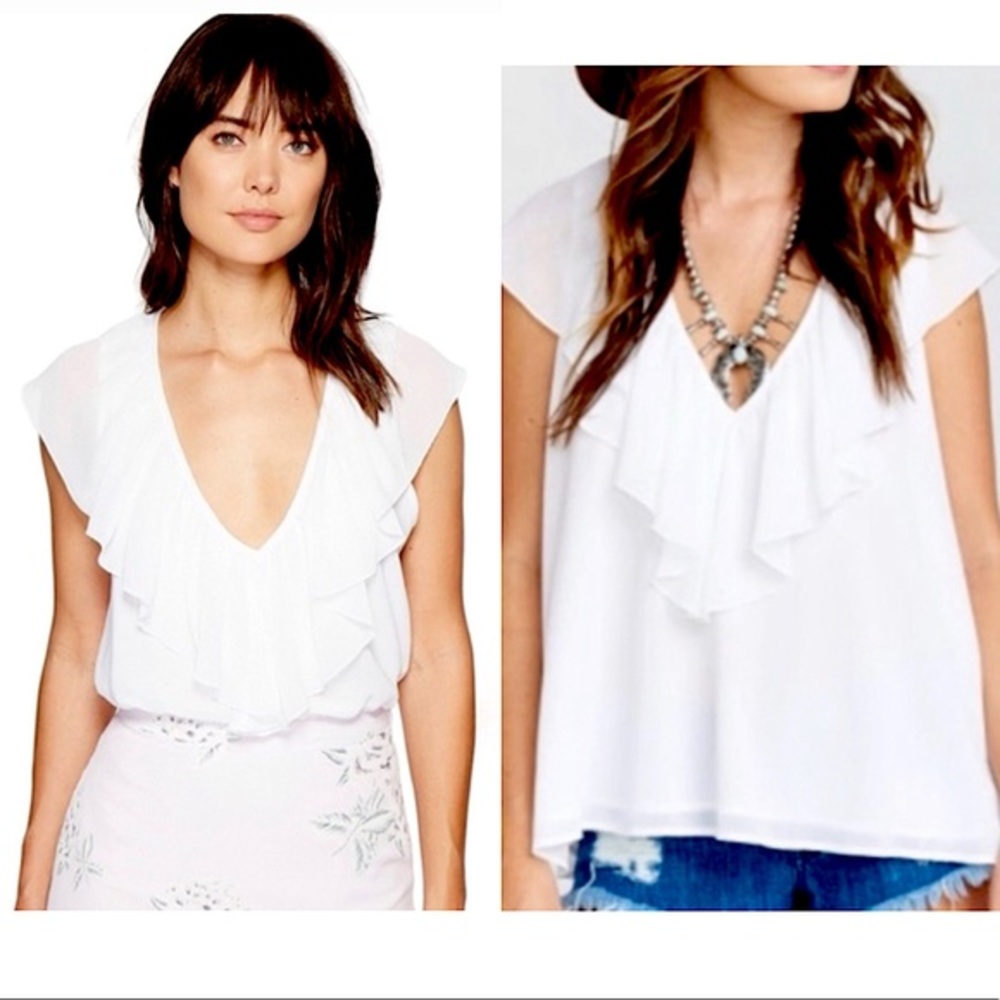 Show Me Your Mumu Sleeveless White V-Neck Blouse - Size XS